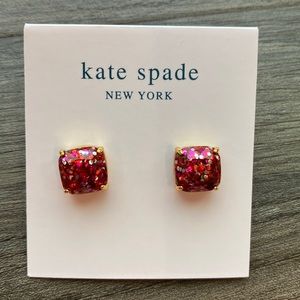 NWT Kate Spade Small Glitter pink/red studs